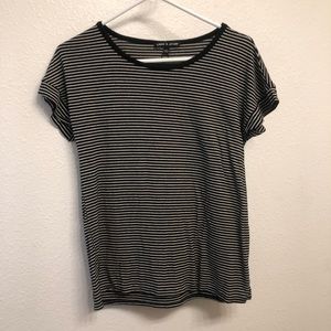 Cable $ Gauge black and white striped shirt